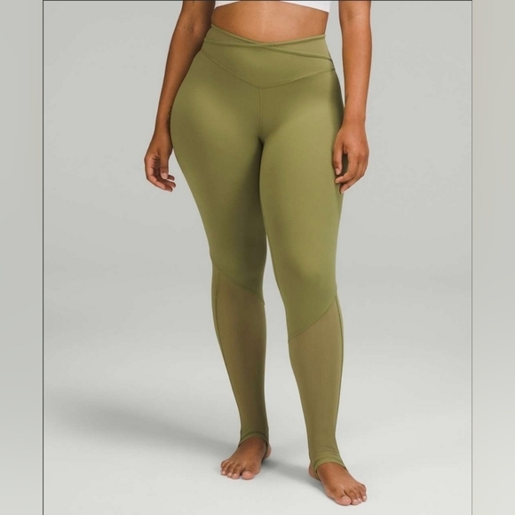 Lululemon Nulu Crisscross Mesh Stirrup Tight Bronze Green – Size 10 - Picture 1 of 6
